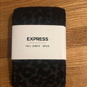Express Black Leopard Sheer Full-Length Tights